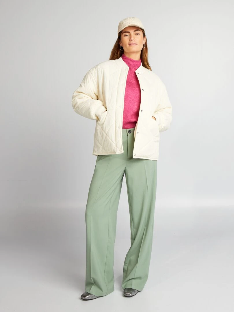 Pull en maille à col montant Rose