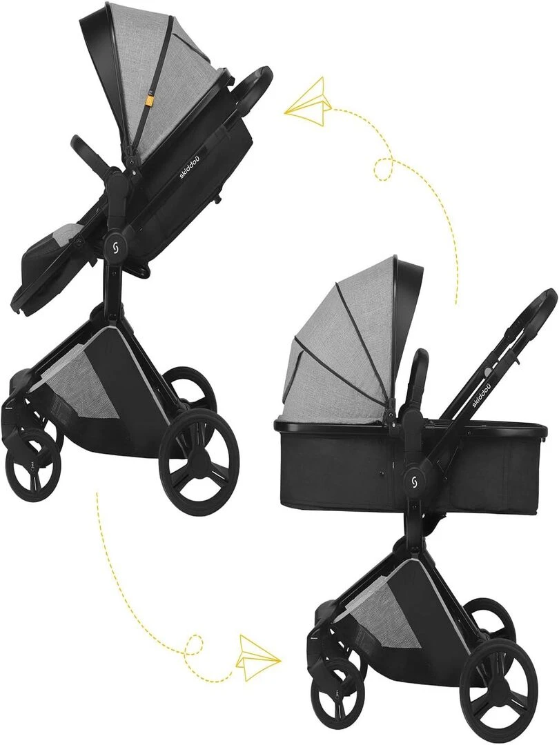Poussette 2 en 1 "Nasjö" gris Gris