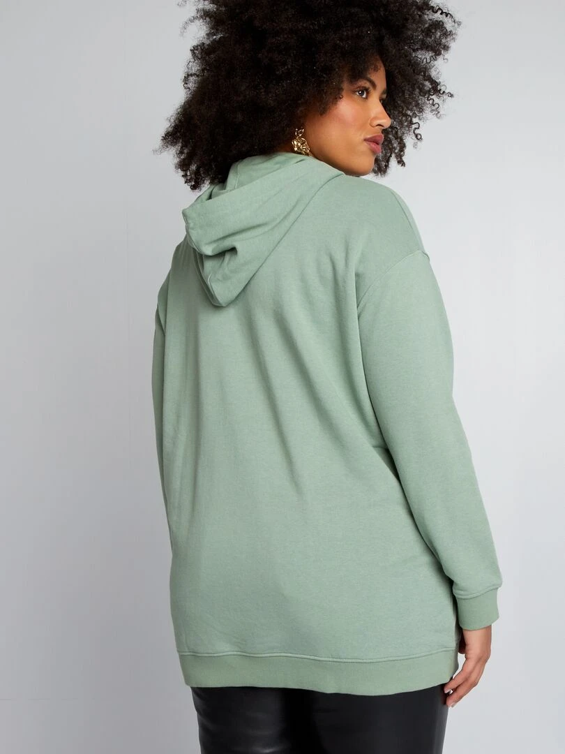 Sweat long à capuche   Vert