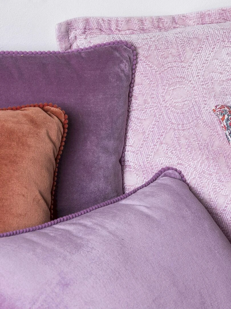 Coussin en velours avec contour perlé 'Deko&co'   Orange