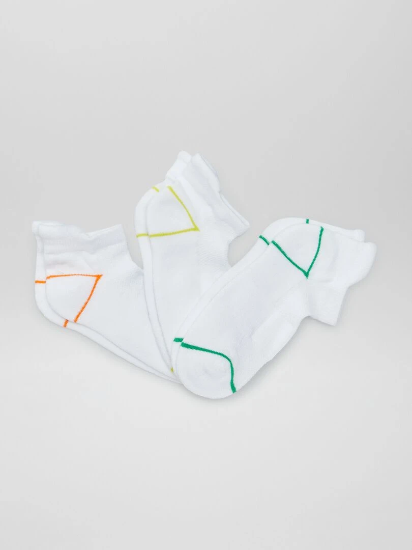 Lot de 3 chaussettes de sport invisibles Blanc