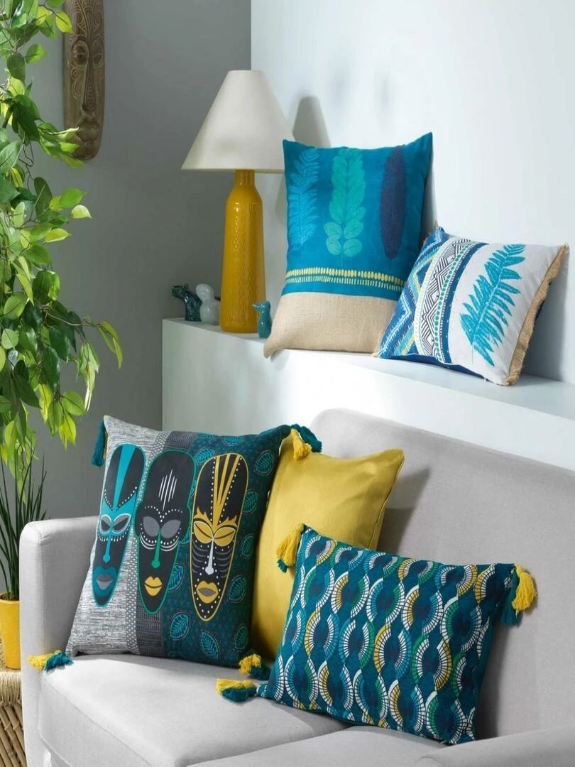 Coussin Totem Bleu
