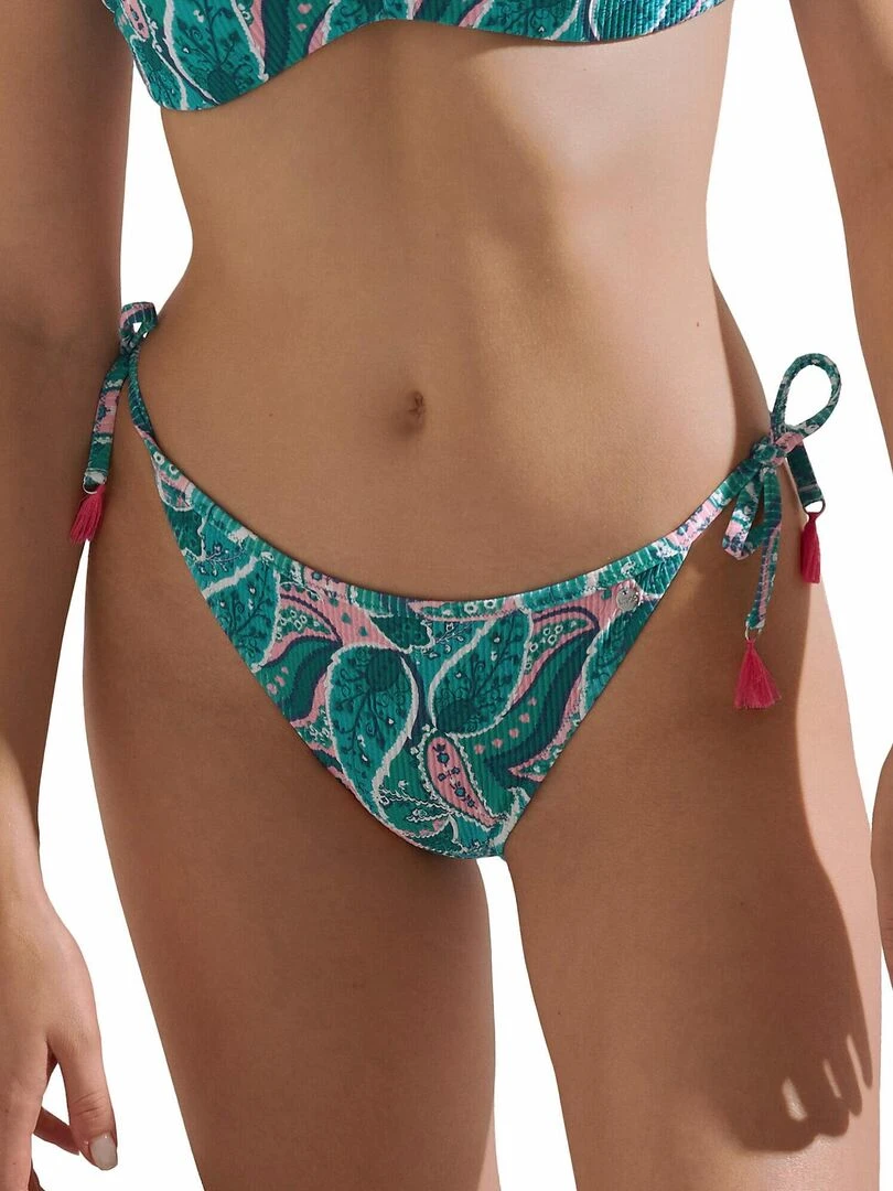 Bas maillot slip de bain taille basse à nouettes Kavala Bleu