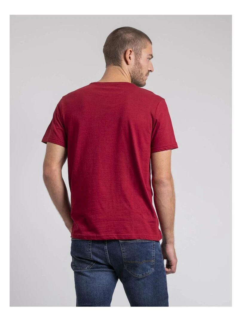 T shirt col rond pur coton JABUSTIN Bordeaux