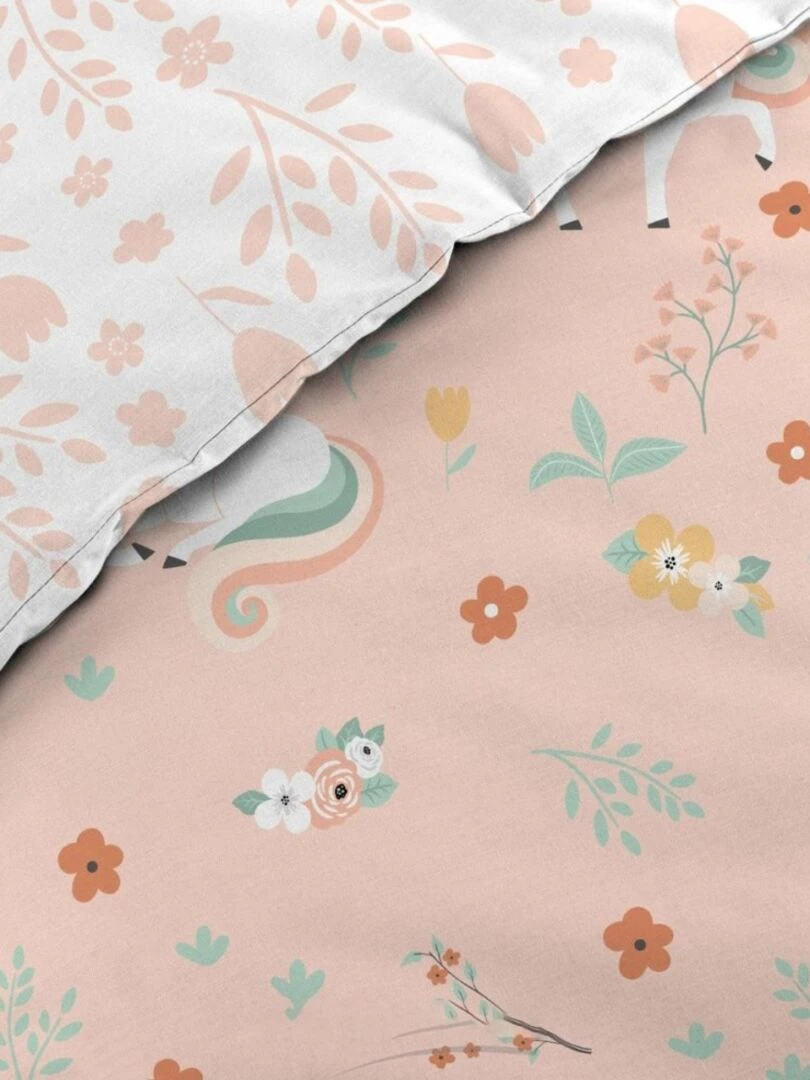 Housse de couette enfant 140x200 Majestic + 1 taie microfibre   Rose