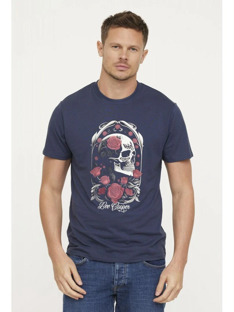 Lee Cooper T shirt manches courtes coton regular AMUERTO Bleu marine