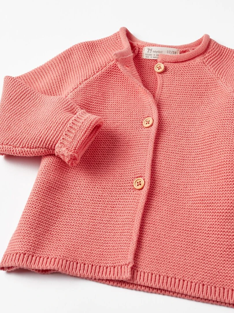 Gilet en Maille de Coton pour Bébé Fille  SICILIAN DAYS   Blanc Orange clair