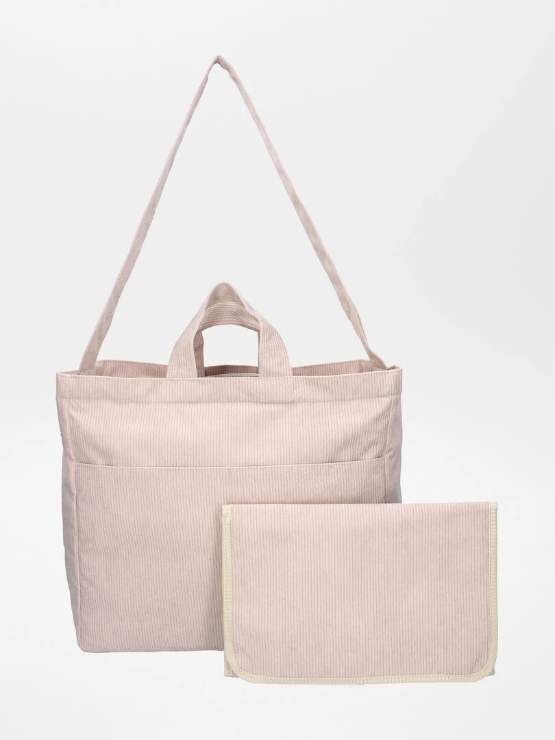 Sac à langer côtelé + sac à langer nomade Beige