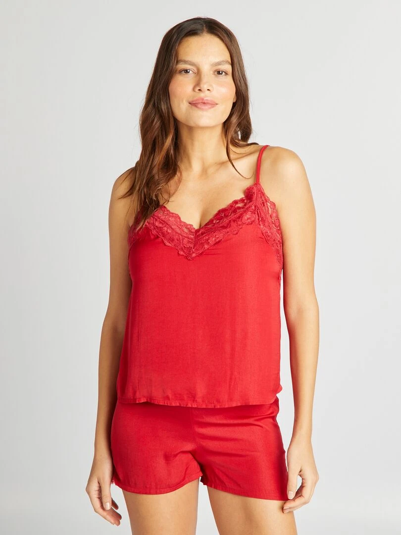 Ensemble pyjama débardeur + short 2 pièces Rouge