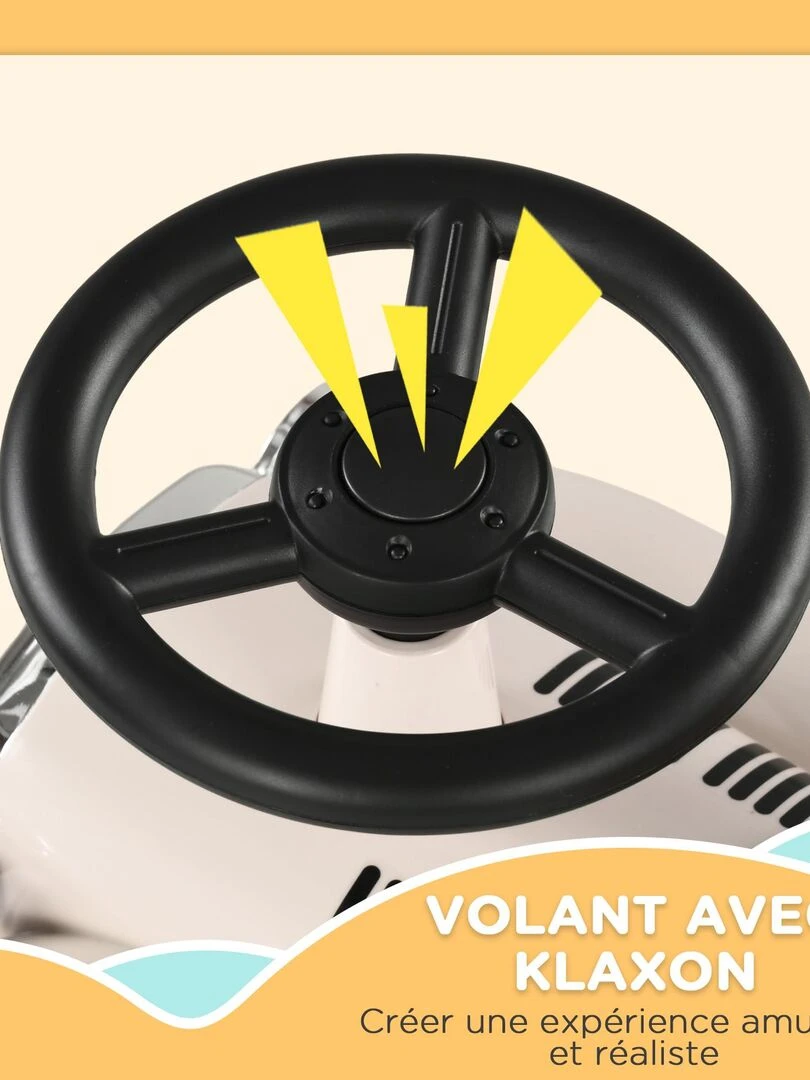 Porteur enfant voiture de collection rétro coffre butée arrière klaxon beige   Beige