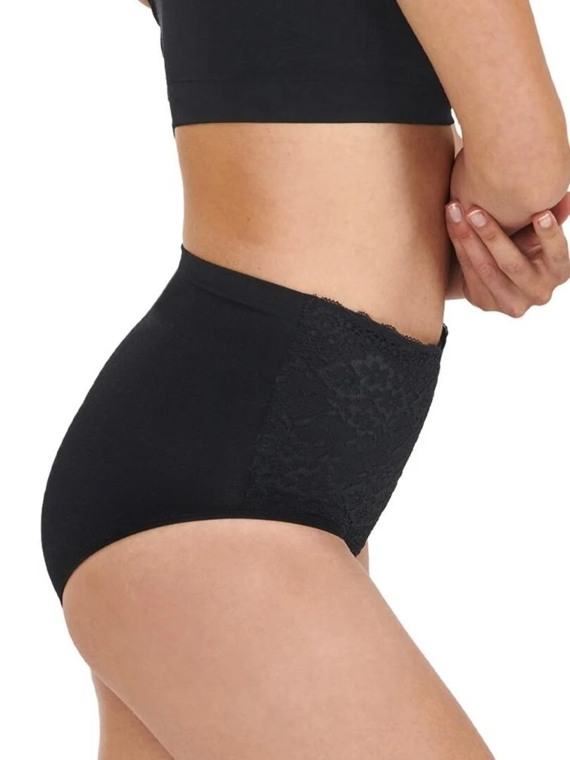 Culotte ceinture minceur en dentelle So'Slim pour femme   Noir