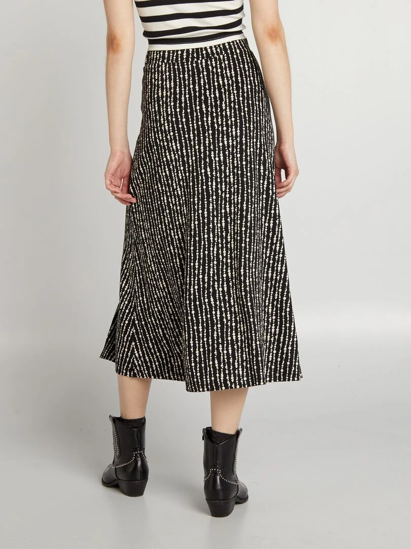 Jupe midi à taille haute   Noir