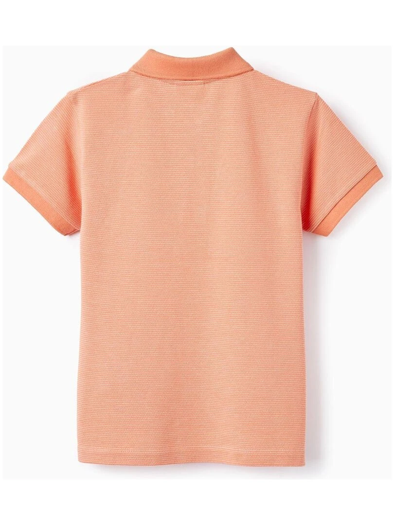 T shirt Polo en Coton pour Garçon manches courtes Blanc Orange clair
