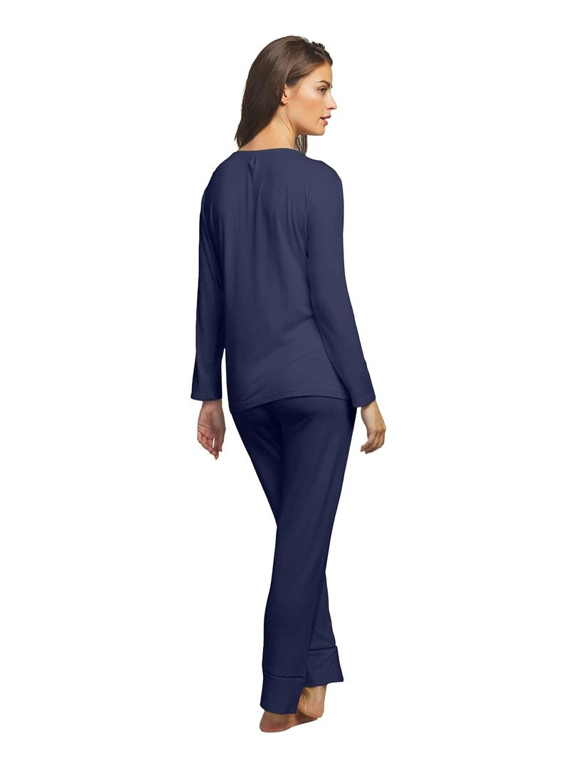 Tenue de détente et intérieur pyjama pantalon cache coeur Vainica Bleu marine