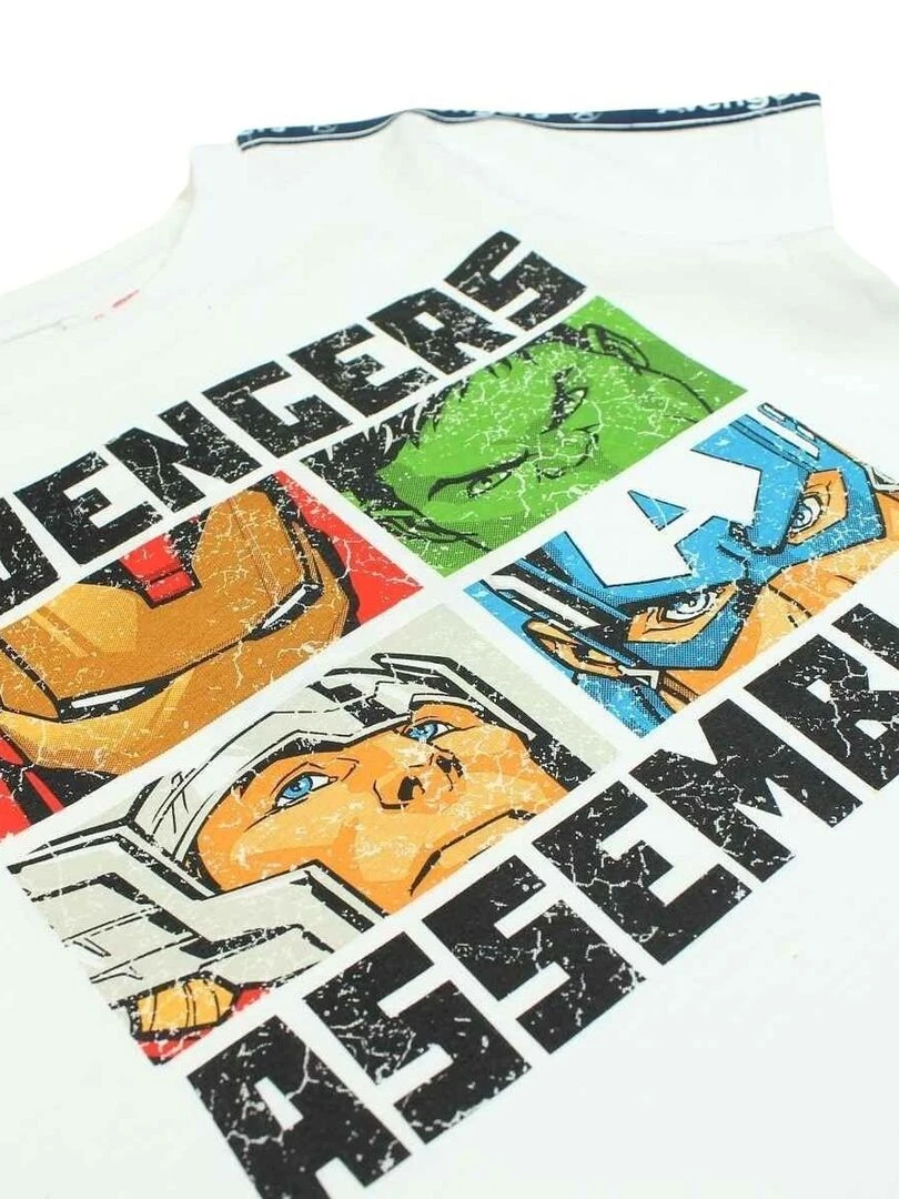 Avengers   T shirt garçon imprimé Avengers en coton   Blanc