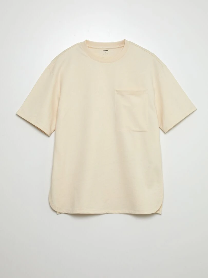 T shirt en jersey à col rond   Unisexe   Ecru