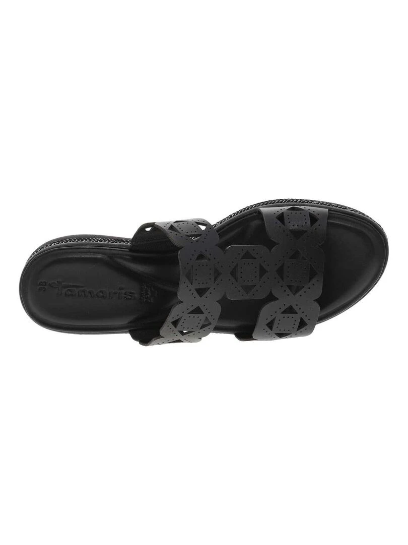 TAMARIS   Mules en cuir compensées   Noir