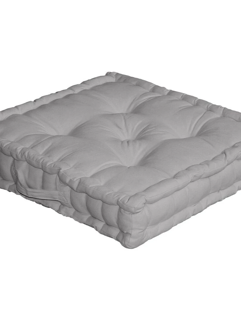 Coussin de sol uni en pur coton Gris clair