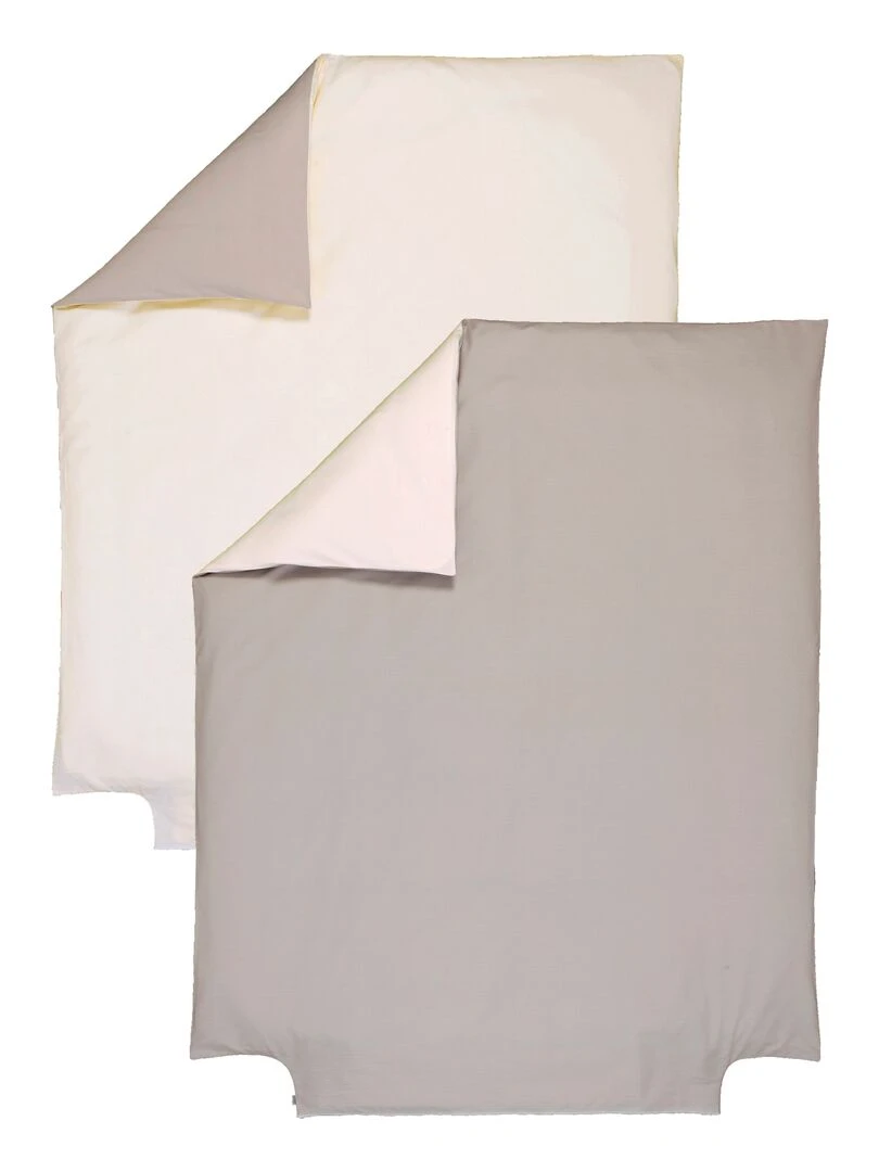 Housse de couette 120x150 cm bicolore coton bio 'P'tit Basile' Marron