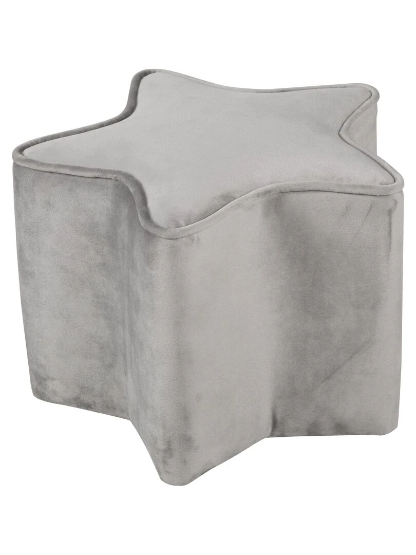 ROBA Tabouret en Forme d'Étoile pour Chambre Enfant "Lil Sofa" en Velours Doux Gris Gris