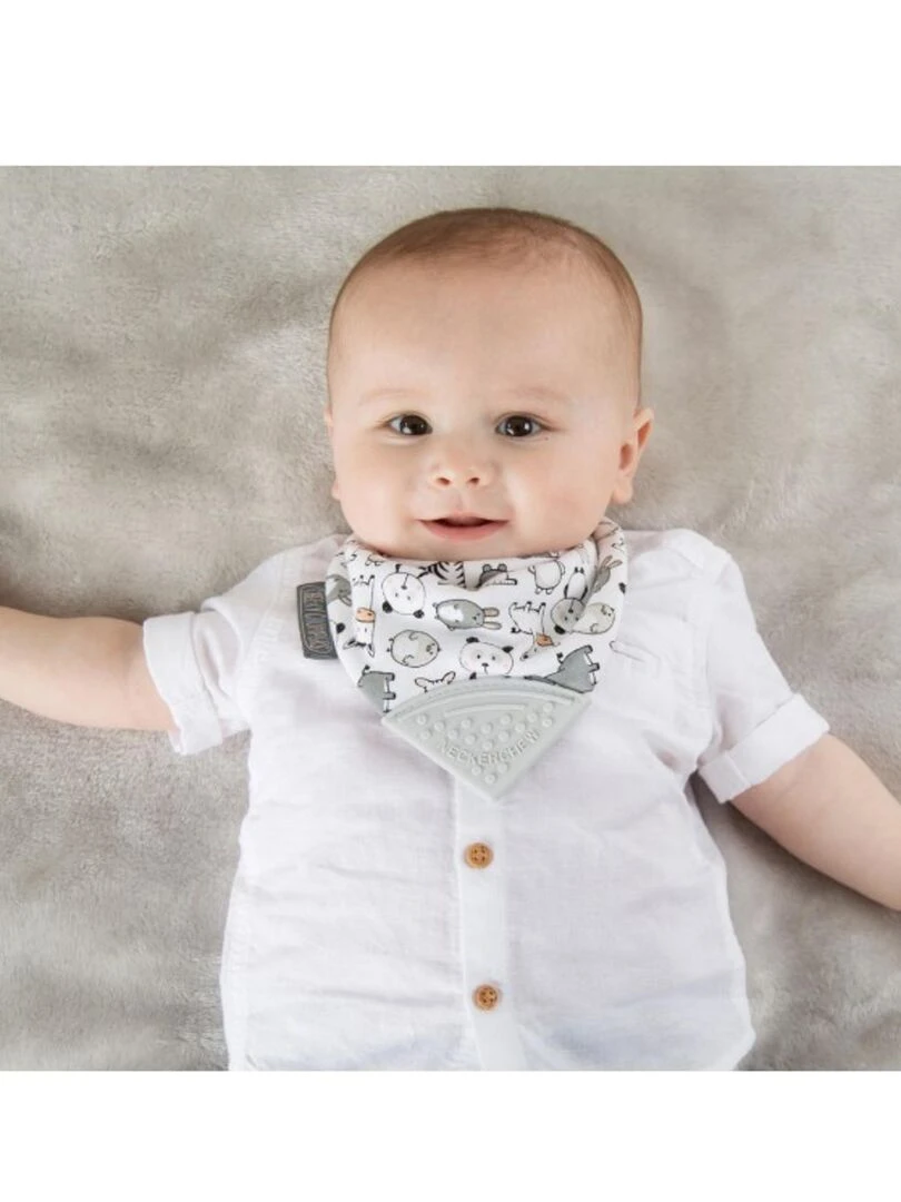 Bavoir bandana avec embout de dentition Animaux Blanc