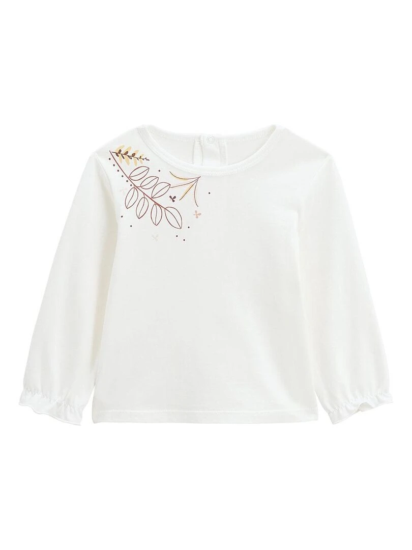 Lot de 2 t shirts bébé manches longues Léonie   Ecru