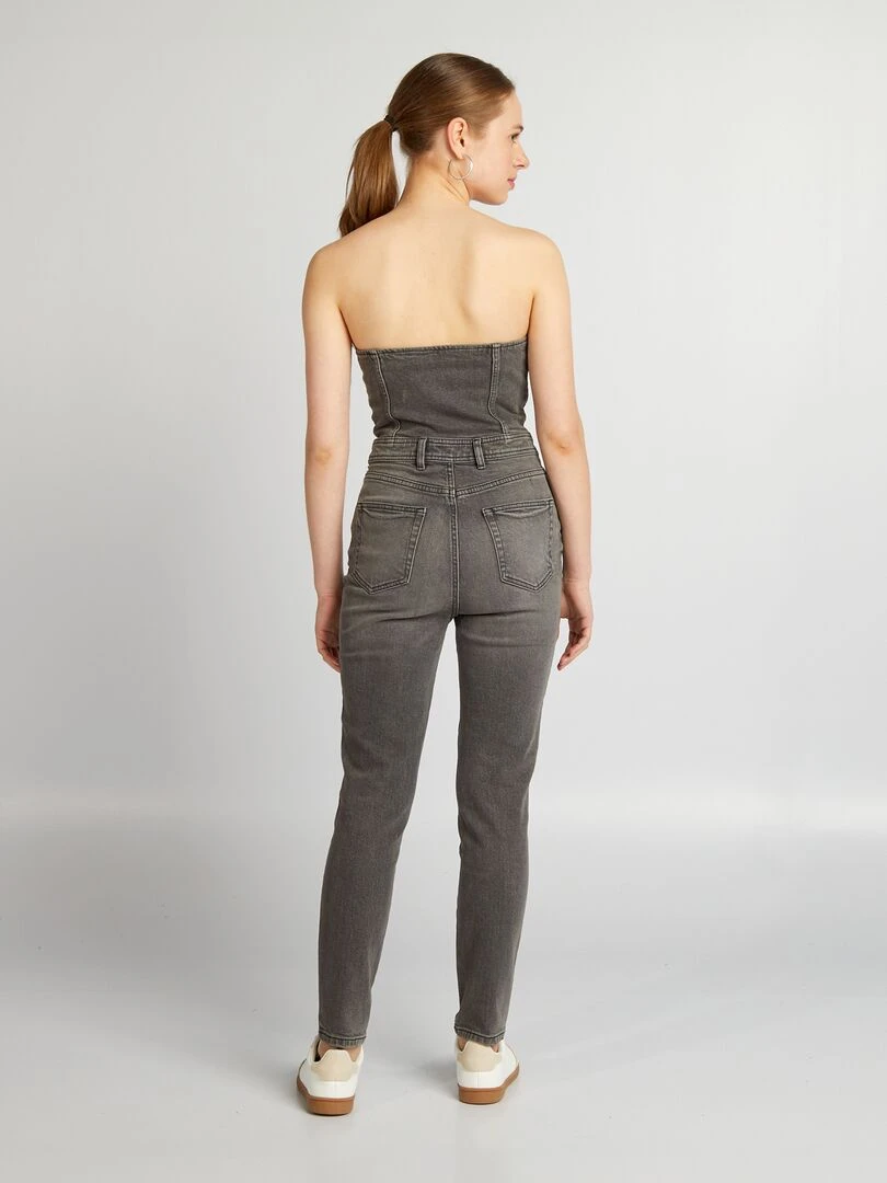 Combinaison bustier en jean   Noir délavé
