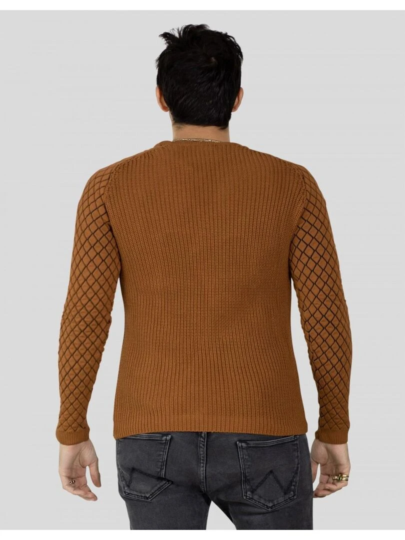 Pull col rond Kebello   Marron