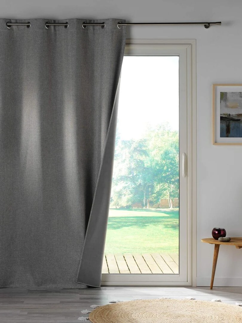 Rideau d'ameublement uni 100% occultant Gris clair