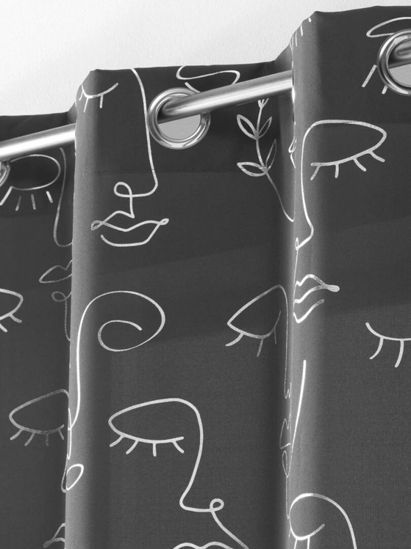 Rideau à œillets 140x260 métallisé Arty line anthracite argent   Gris