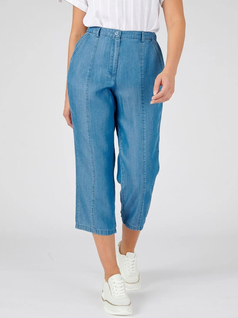 Pantacourt fibres lyocell Tencel(TM) Damart Bleu