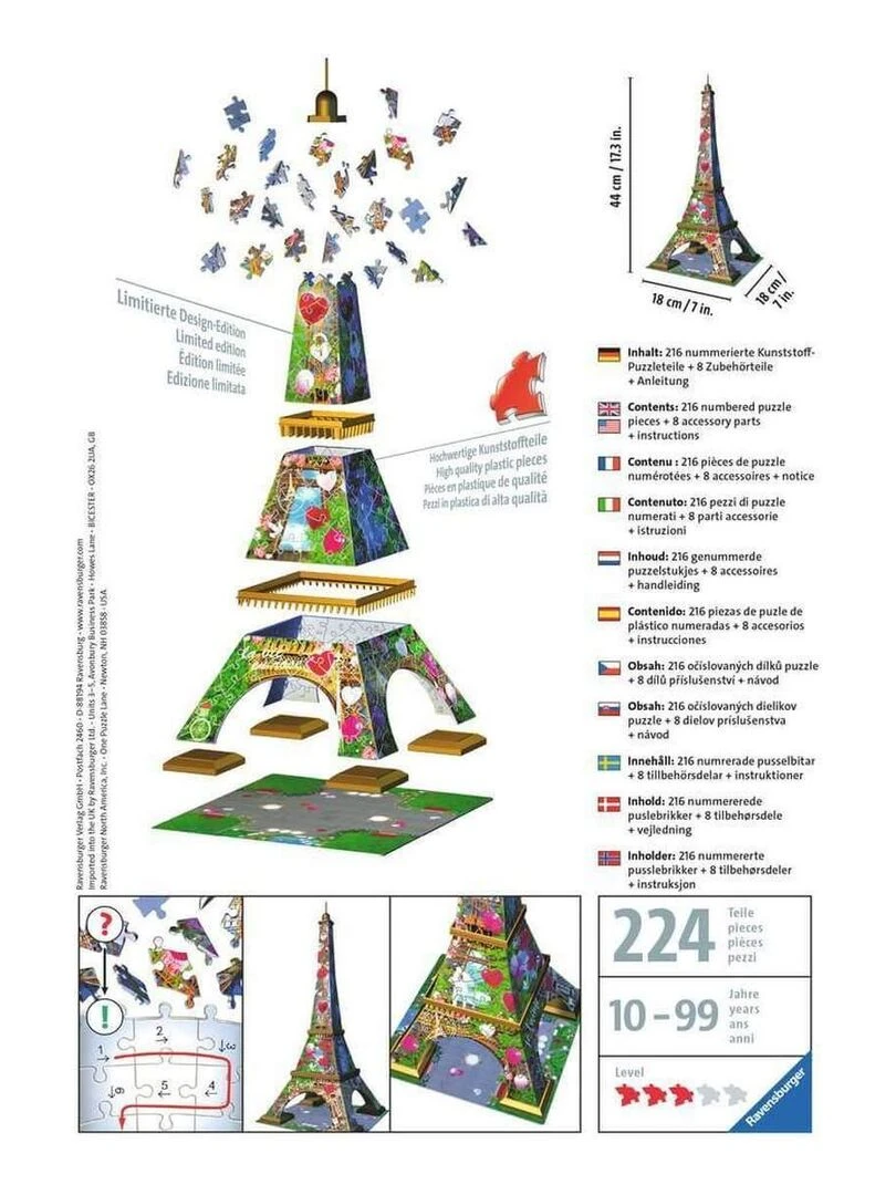 Puzzle 3D  216 pièces :Tour Eiffel Edition limitée   N/A