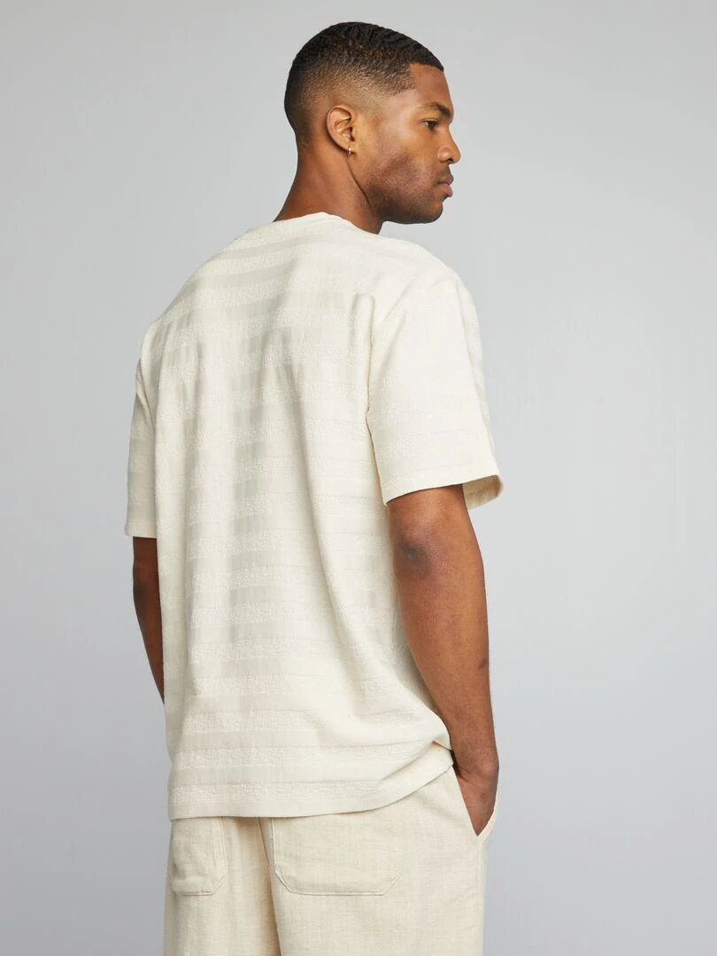 T shirt manches courtes texturée   Crème