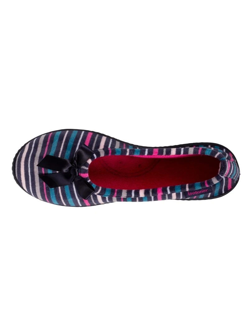 Chaussons ballerines Femme Rayures Petit Nœud Multicolore
