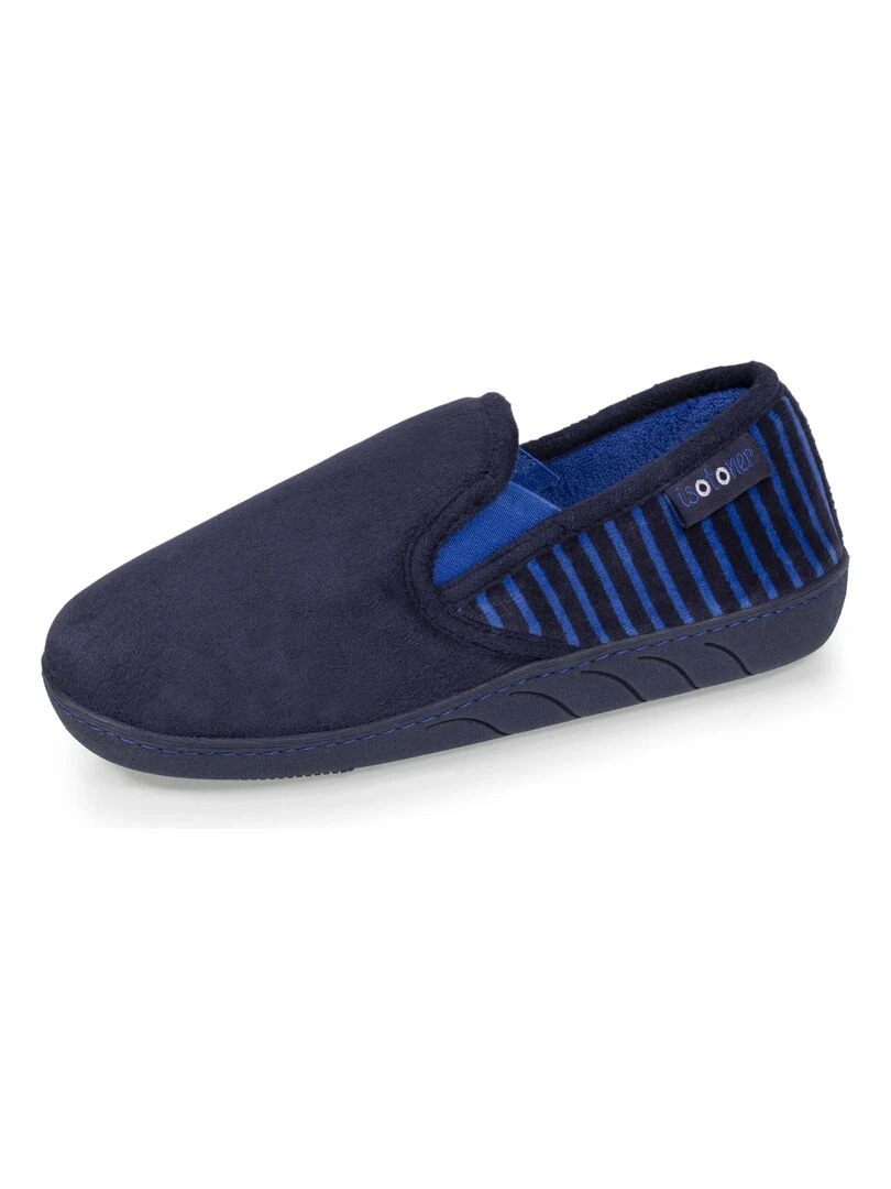 Chaussons mocassins Junior rayées Marine Bleu marine