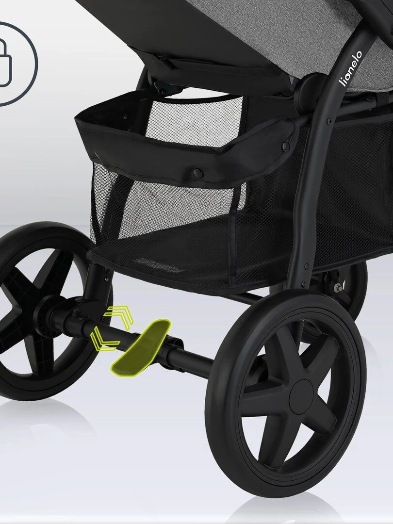 LIONELO Annet Plus   Poussette canne universelle   Jusqu'à 22 kg   Gris foncé   Gris foncé