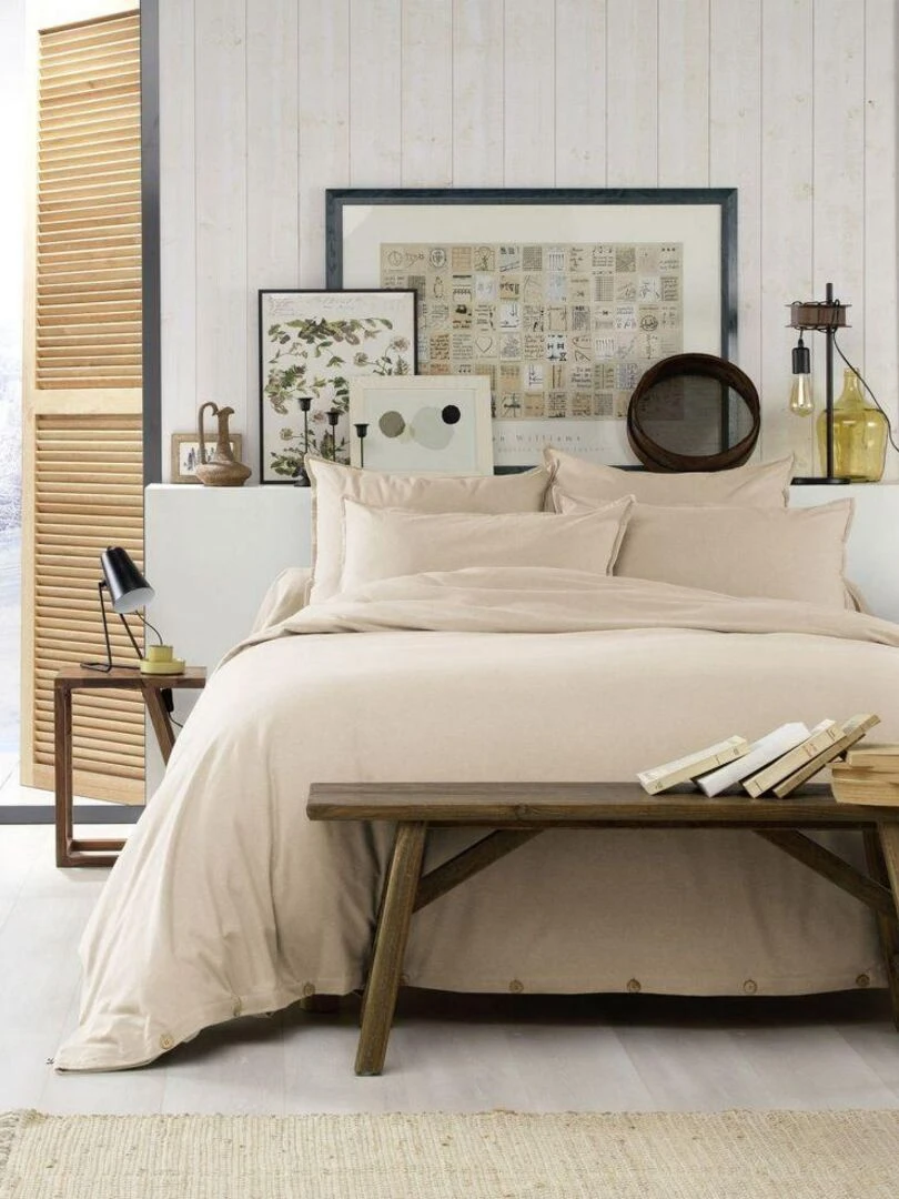Housse de couette Flanelle de Coton   Beige sable