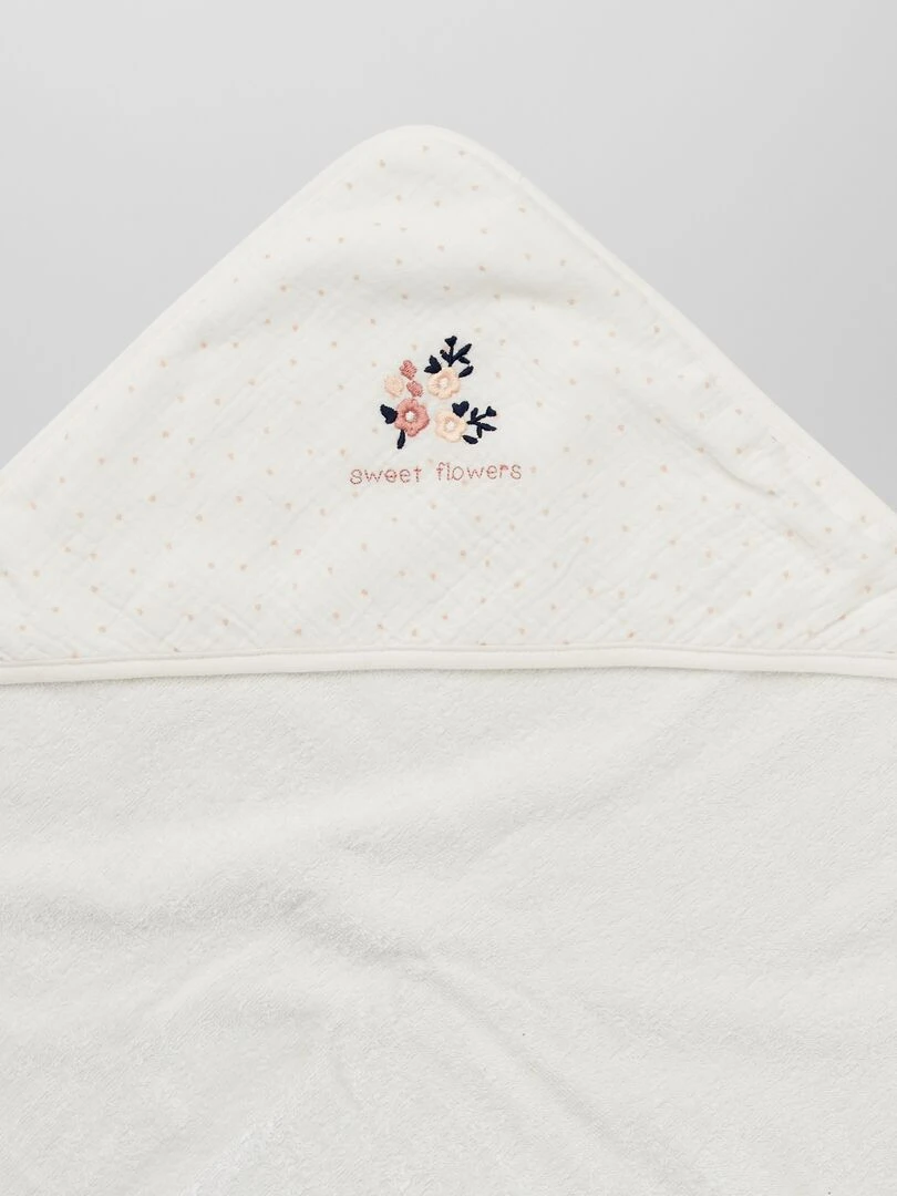 Cape de bain + gant de toilette   2 pièces   Blanc