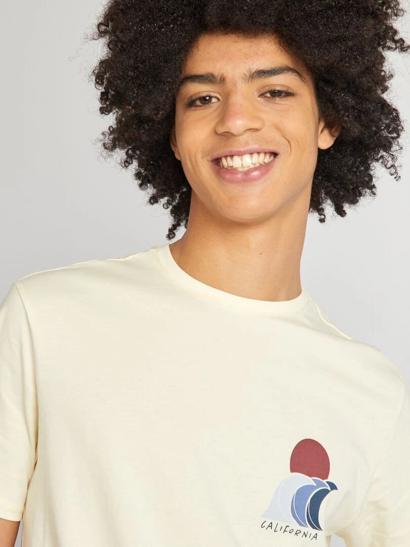T shirt en jersey à col rond Jaune clair