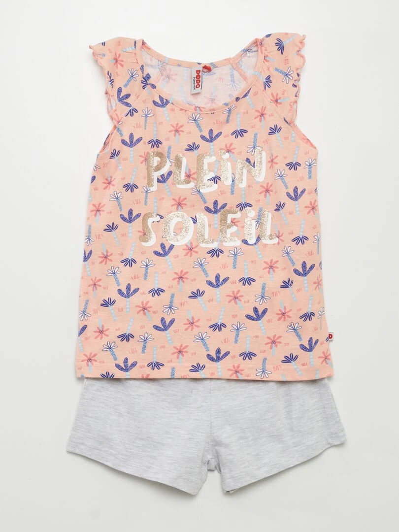Pyjama court débardeur + short 2 pièces Rose