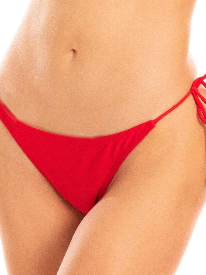 Bas de maillot de bain string avec ficelles Sofia Rouge