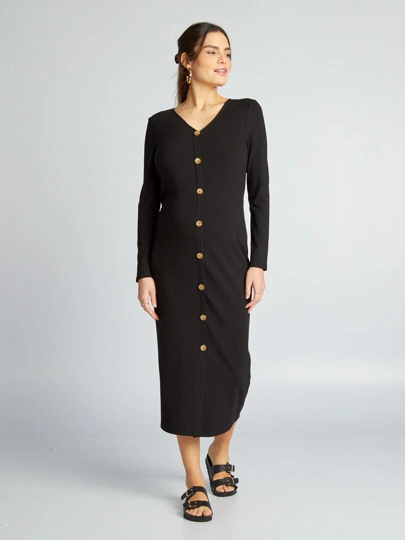 Robe grossesse maille côtelée   noir