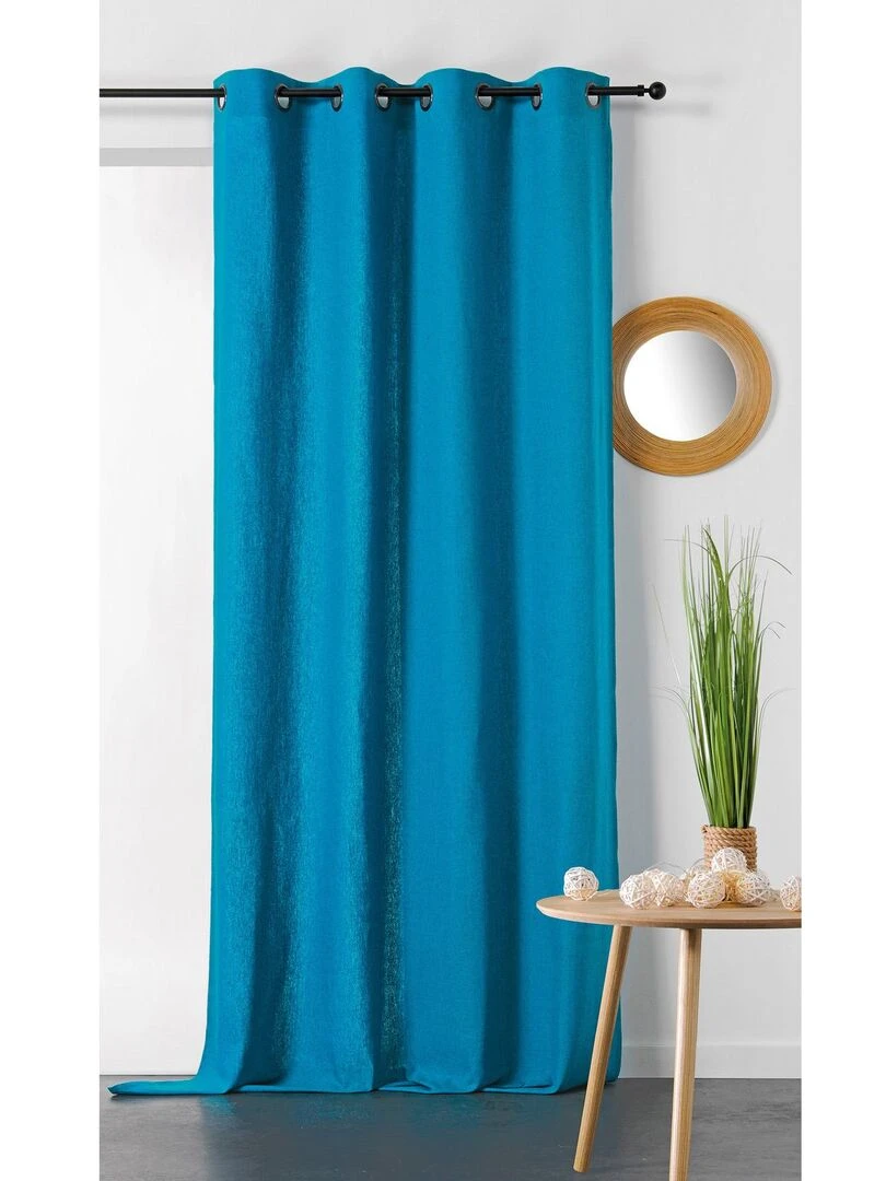 Rideau en coton et chanvre Bleu