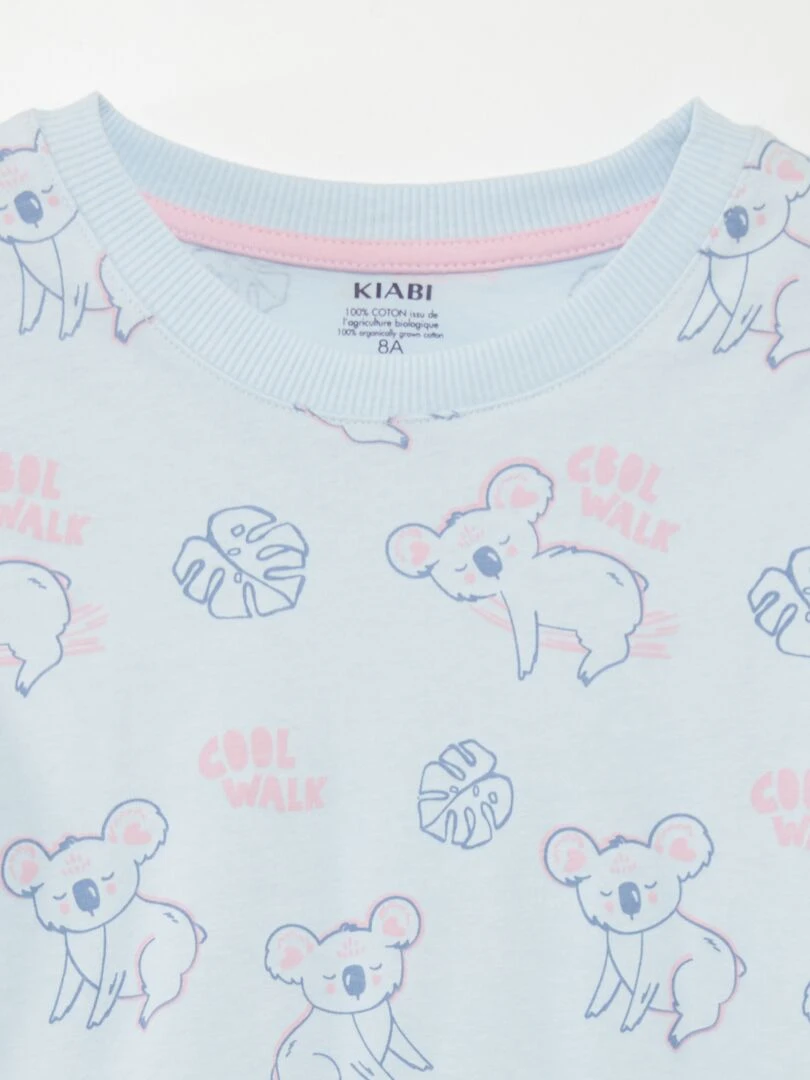 Ensemble de pyjama imprimé : T shirt + short 2 pièces Bleu