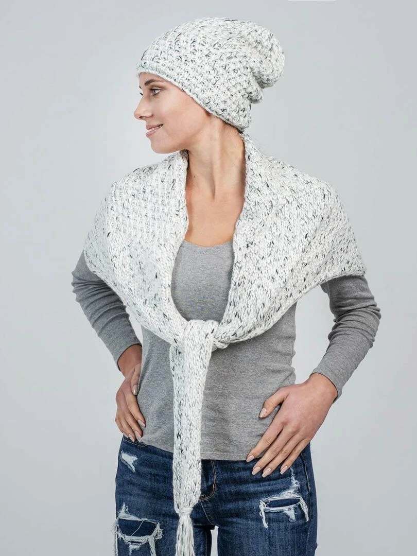 Ensemble Echarpe Bonnet Lumina Made in UE Blanc
