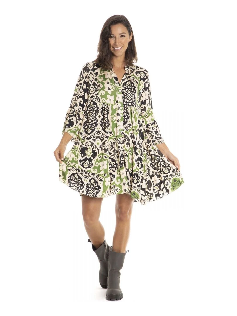 Robe mao ROMY Gérard Pasquier Noir Vert