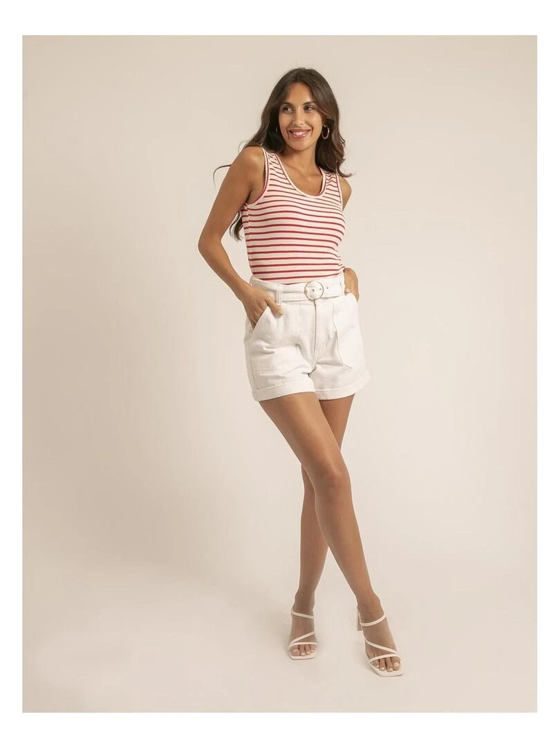 Débardeur rayures FORALIA   Rose fushia