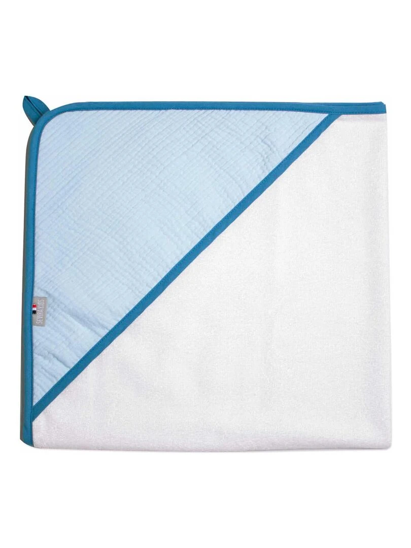 Cape de bain en gaze de coton Jeanne Bleu