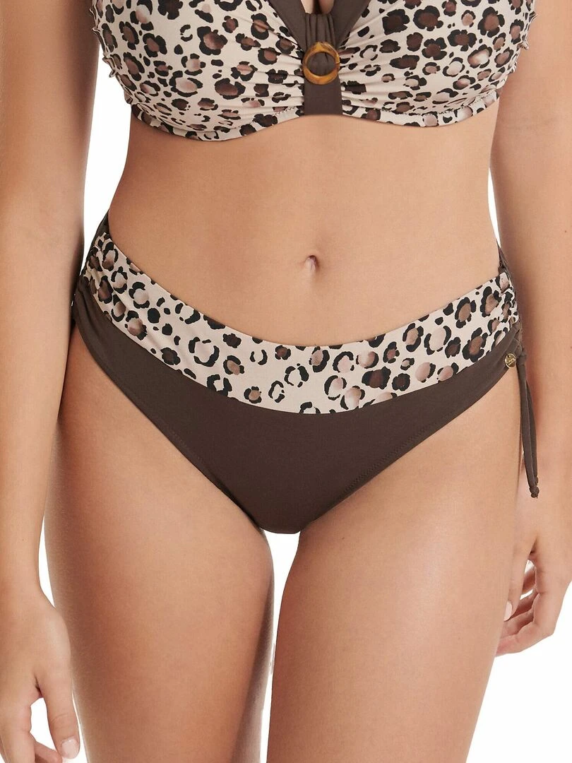 Bas maillot slip de bain taille haute côtés réglables Veracruz Marron