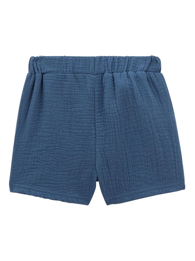 Short bébé en gaze de coton Belem Bleu